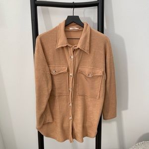 Vici Ysabel French Terry Shacket Camel, Size Small